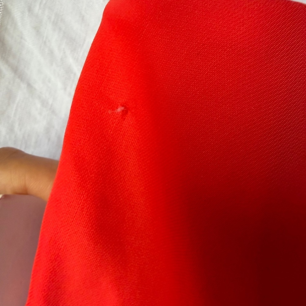 Rene Ruiz Bright Orange Red One-Shoulder Draped Evening Gown Flowing Cape Prom - Picture 5 of 8